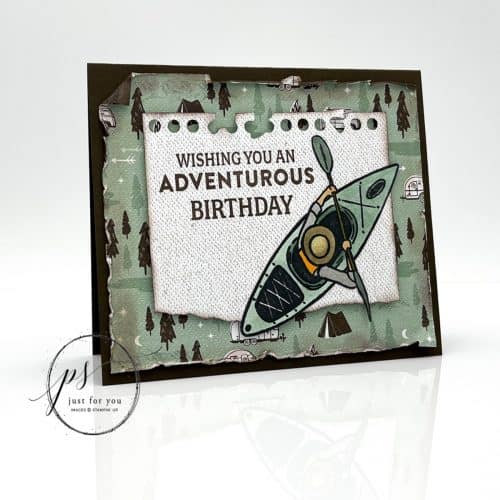 birthday card featuring a kayak